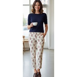 Loft Marisa Ankle Pants Cream Paisley Print Size 6